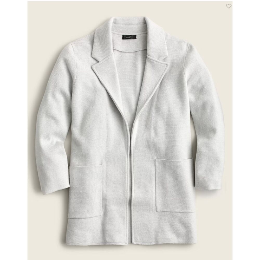 J.Crew Sophie Open-Front Sweater-Blazer Merino Wool Cotton Blend Large